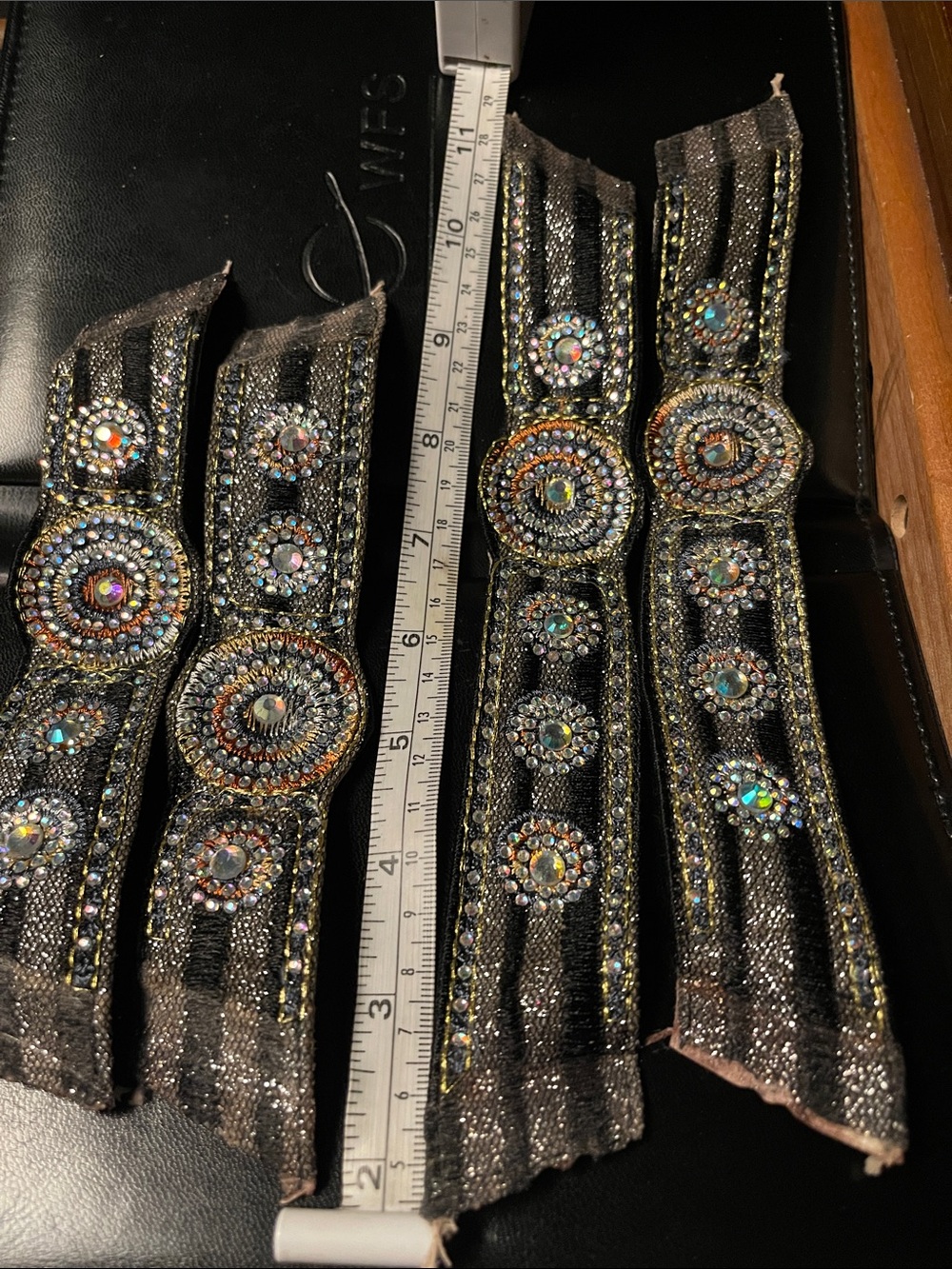 Embellished Iridescent Crystal Bracelet Straps - Black